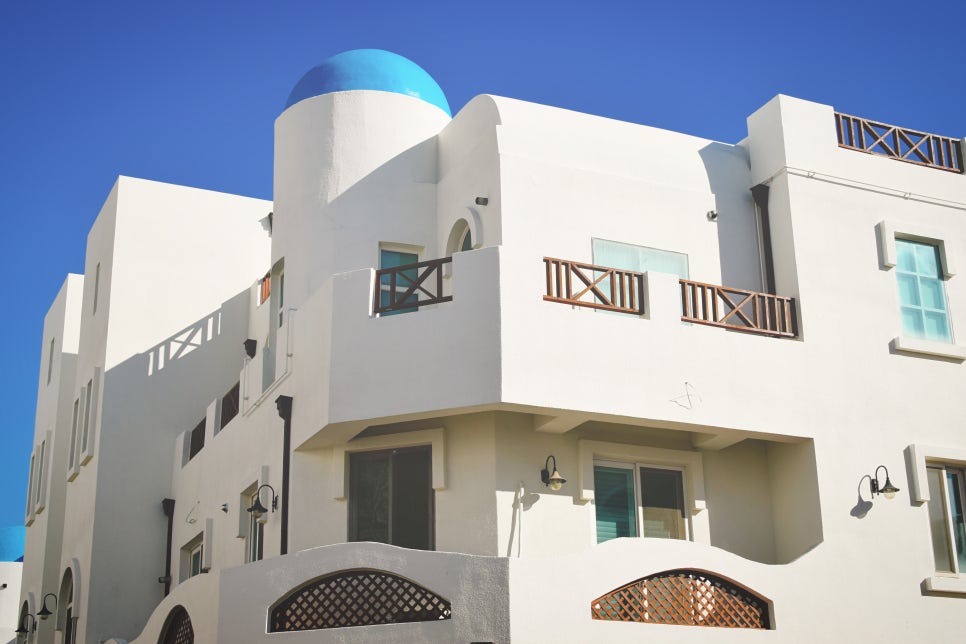 Exotic City of Santorini Background in Tangjeong Mediterranean Village, Asan photo 3
