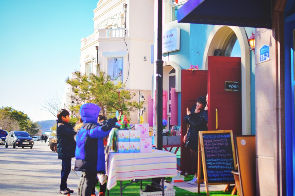 Exotic City of Santorini Background in Tangjeong Mediterranean Village, Asan photo 13