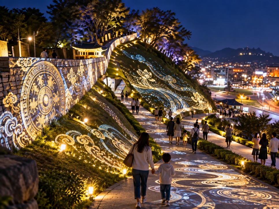 Mireuseom Island and the floating bridge during the festival
