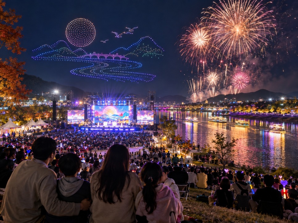 Evening performance on the riverside stage