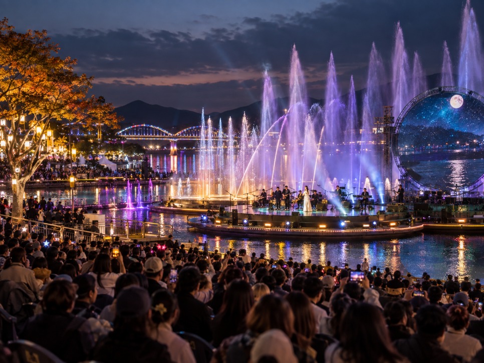 Fireworks over the Yeongsan River at night