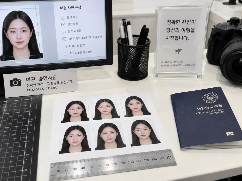 Example of a passport photo with correct size and white background