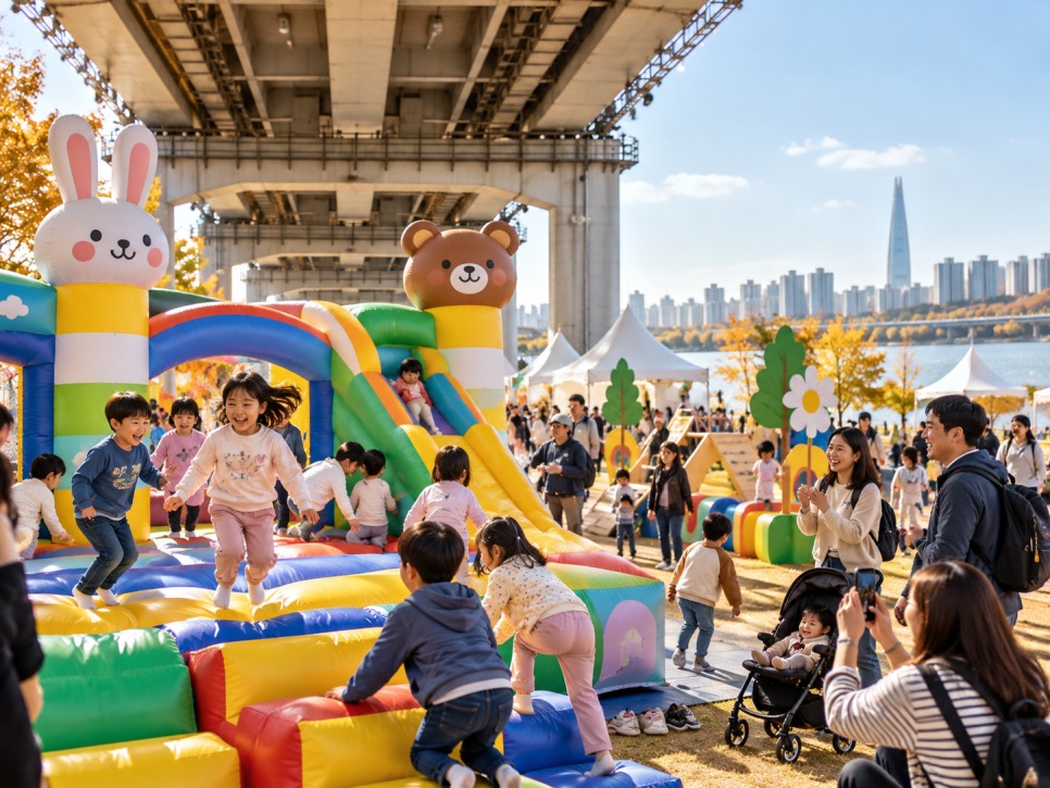 Inflatable bounce structure at the Moonlight Playground