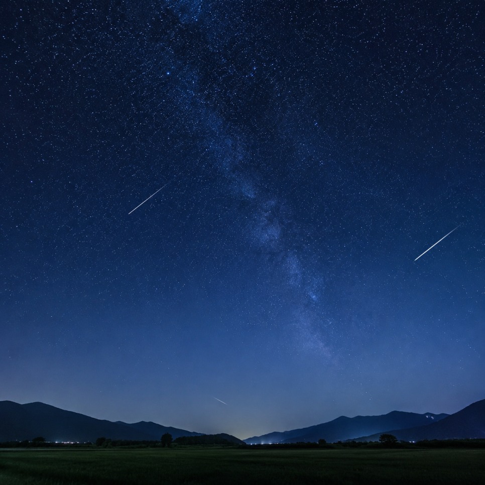 Perseid meteor shower night sky