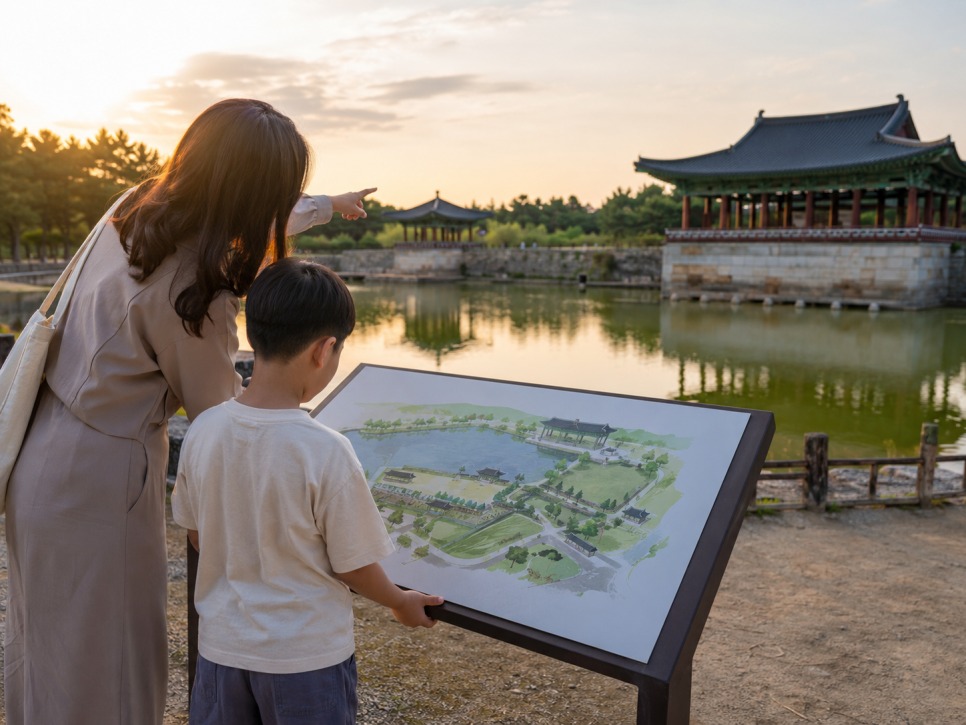 Restored pavilions at Donggung Palace