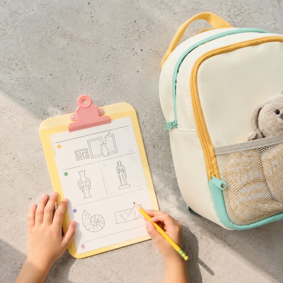 Kids filling in activity sheets