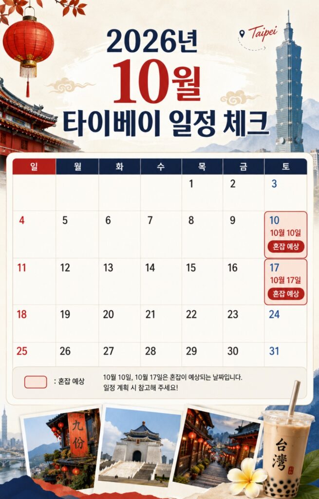 10월 타이베이 2026년 10월 타이베이 주요 일정