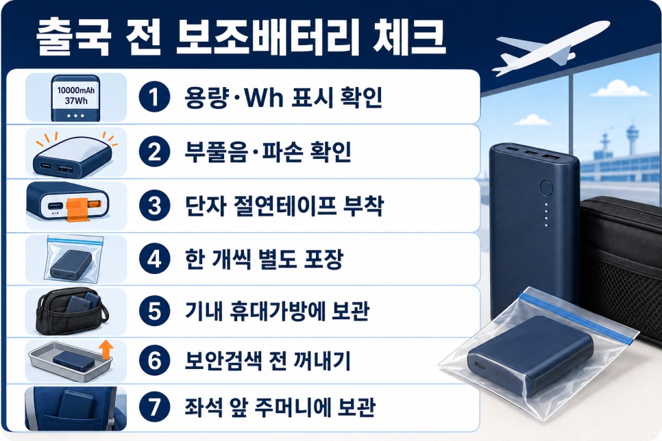 보조배터리 기내반입 출국 당일 포장 순서
