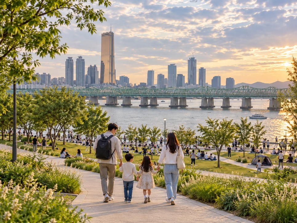 Nodeulseom Island on the Han River with Hangang Bridge