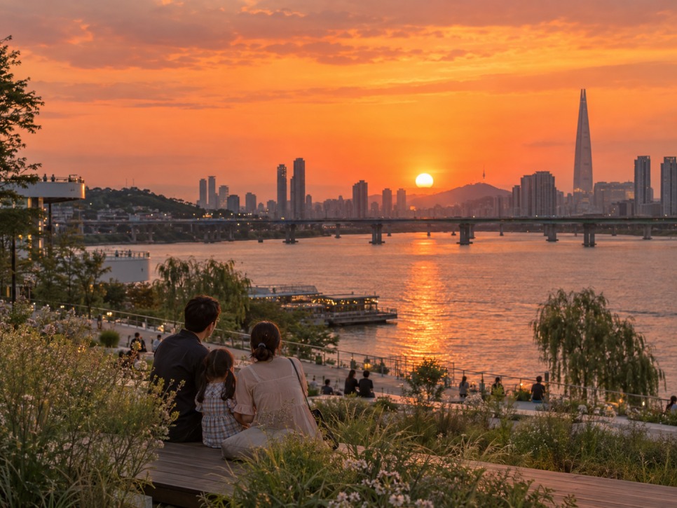 Sunset over the Han River from Nodeulseom