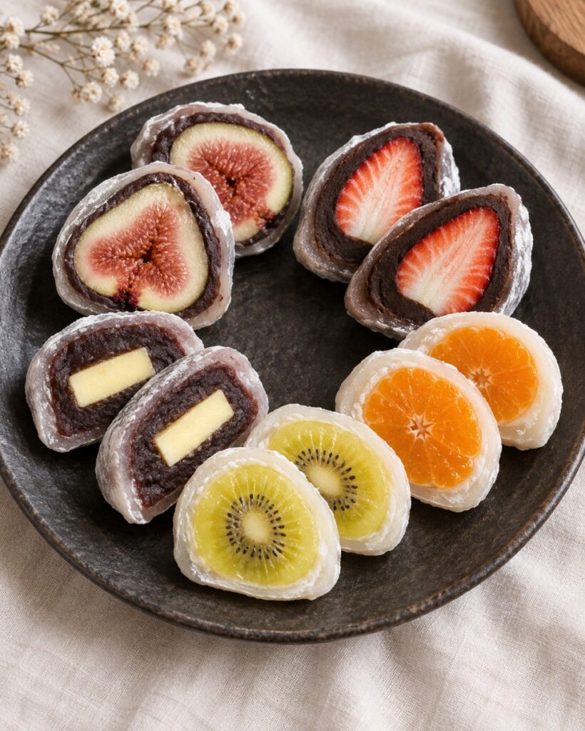 Hanjeongseon rice cakes with fruit and cream fillings