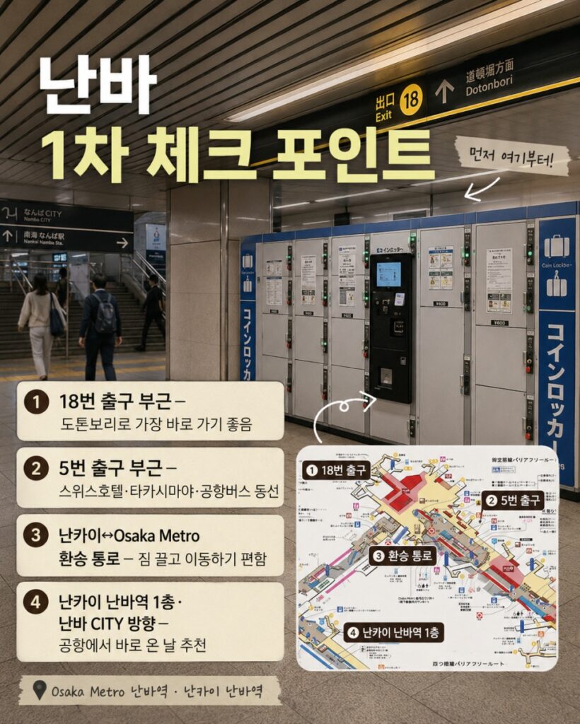 오사카 코인락커 난바 코인락커 위치, 도톤보리 갈 때 제일 중요해요