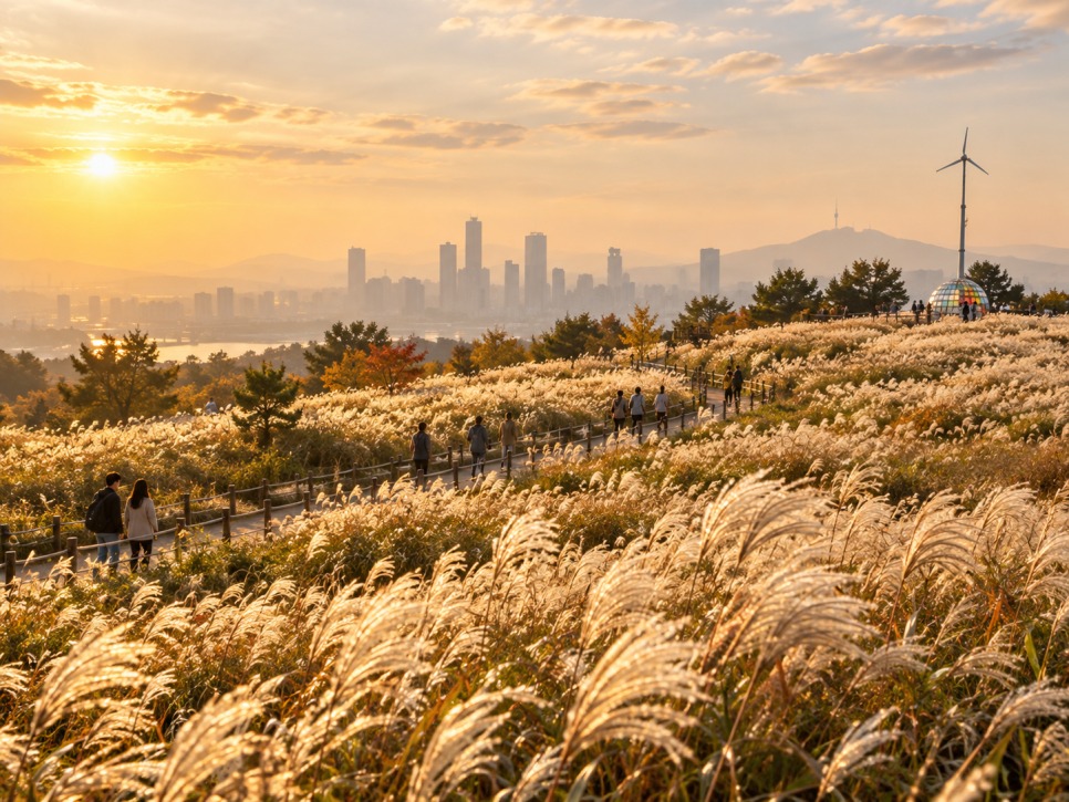 Silver grass fields at Haneul Park in autumn