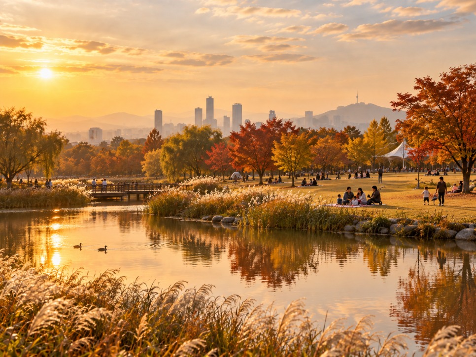 Haneul Park silver grass field at dusk