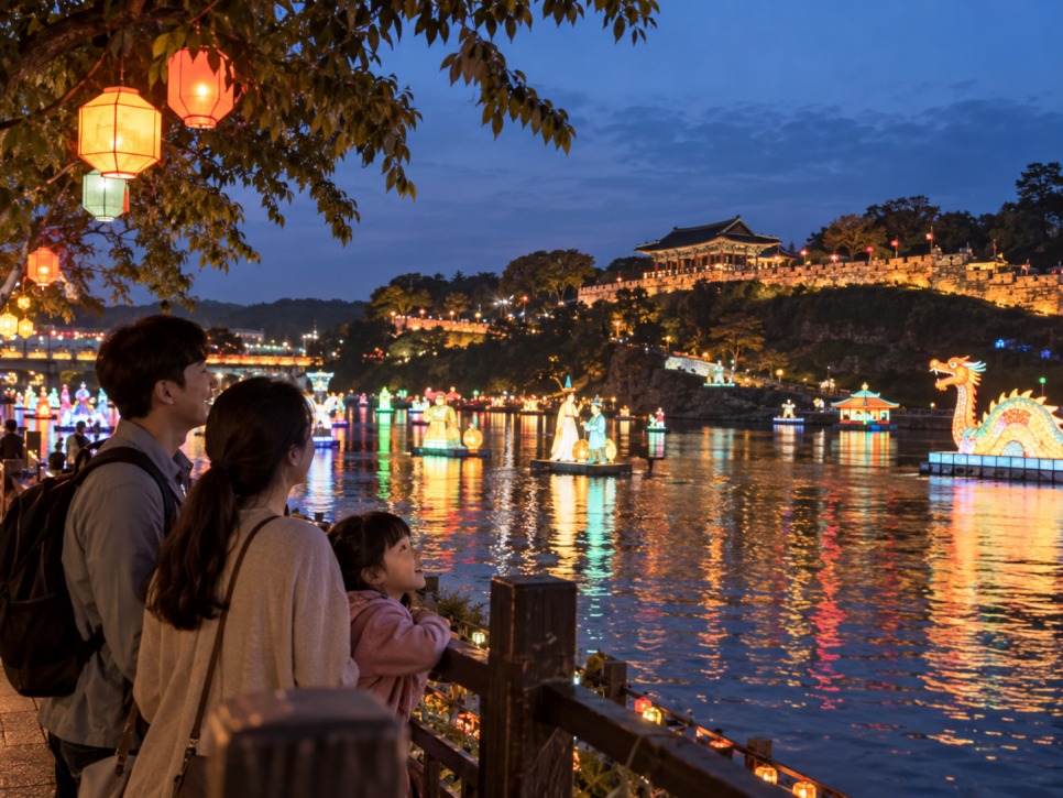 Giant lanterns on the Namgang River in Jinju