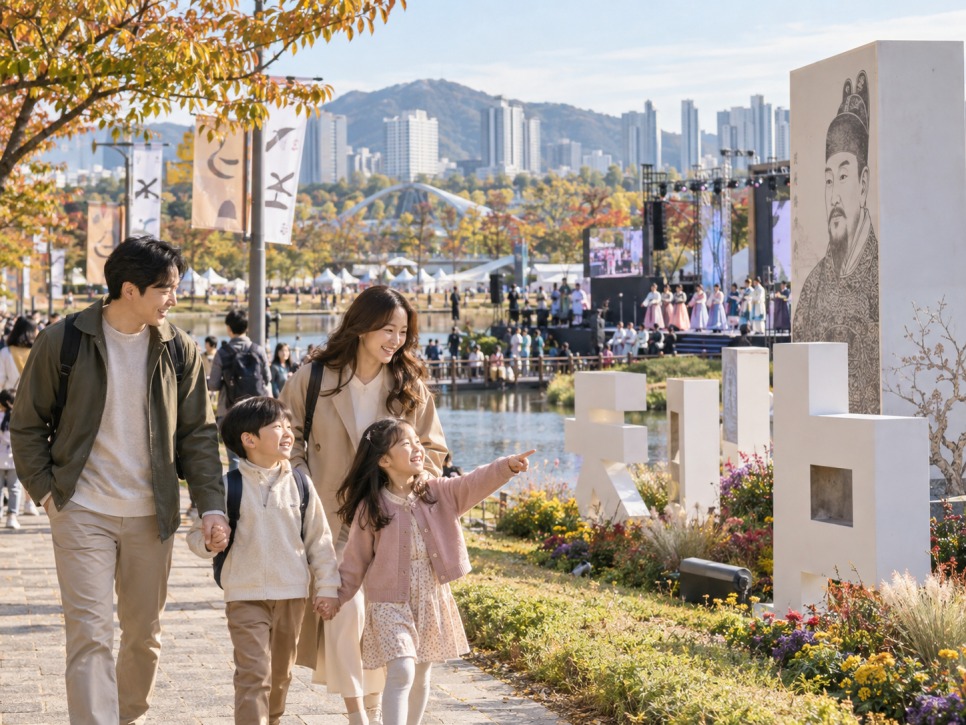 Families walking in Sejong Central Park