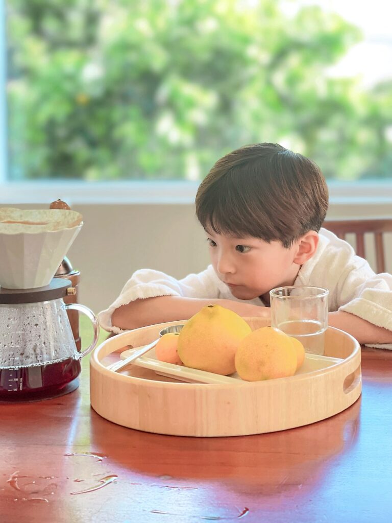 Breakfast with orchard view