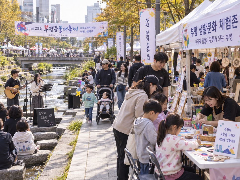 Families enjoying the street festival zones