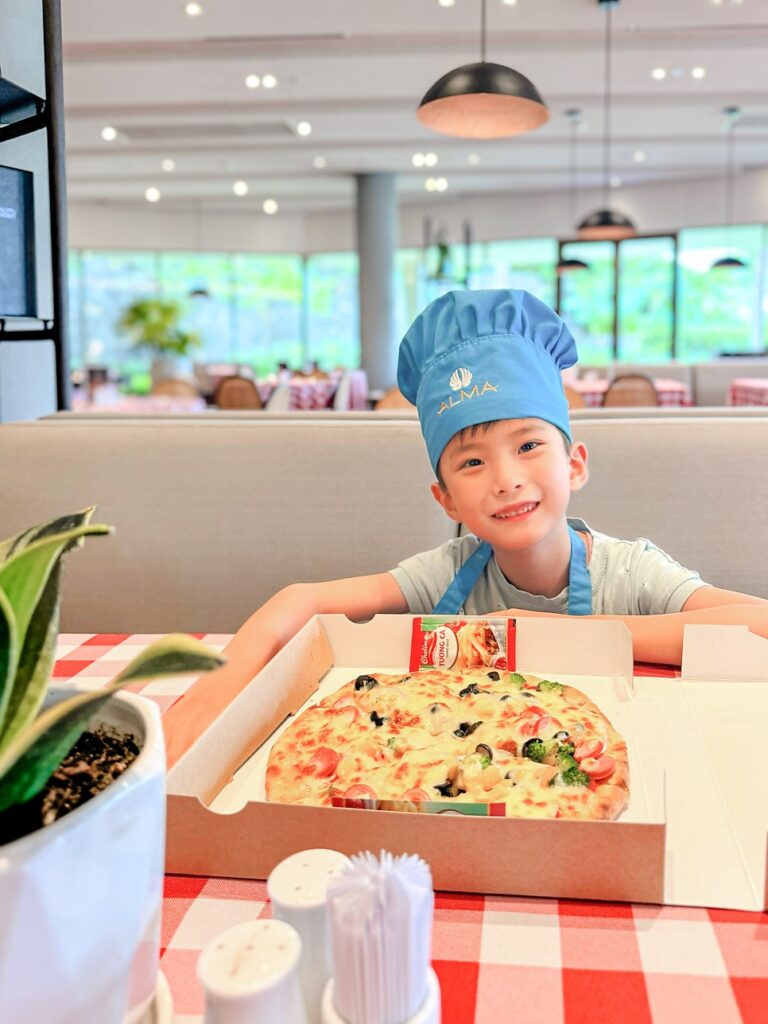 Tasting pizza