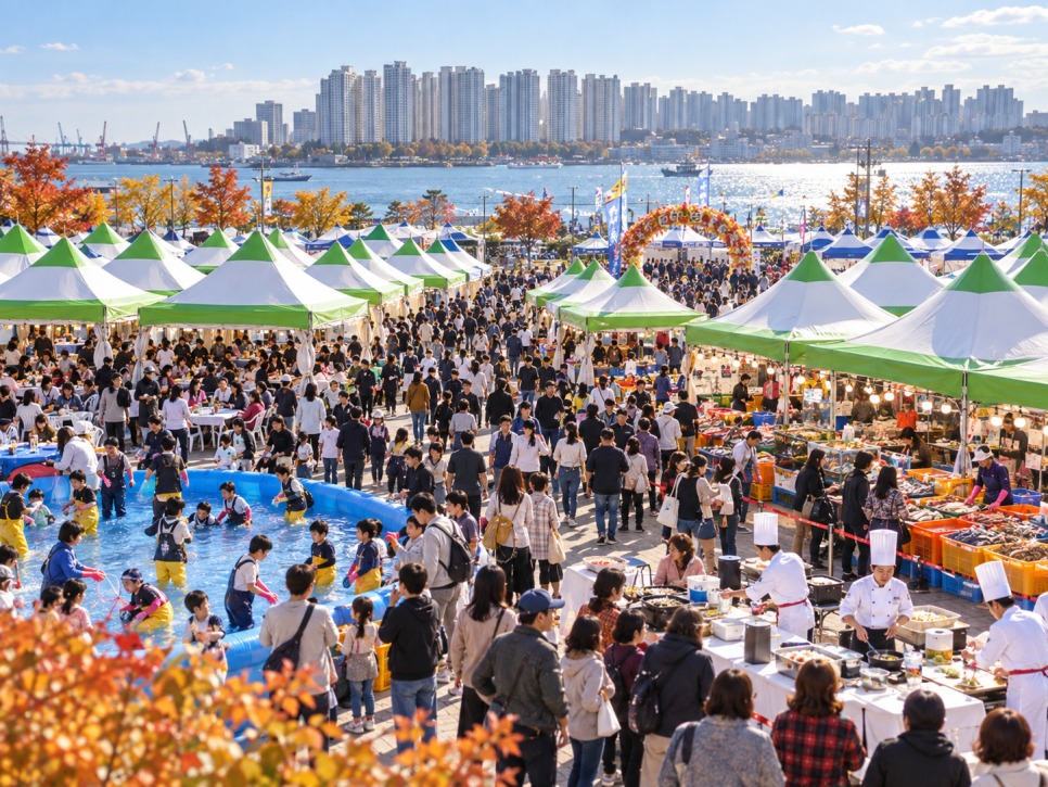 Soraepogu Festival stage and crowds at Haeoreum Plaza