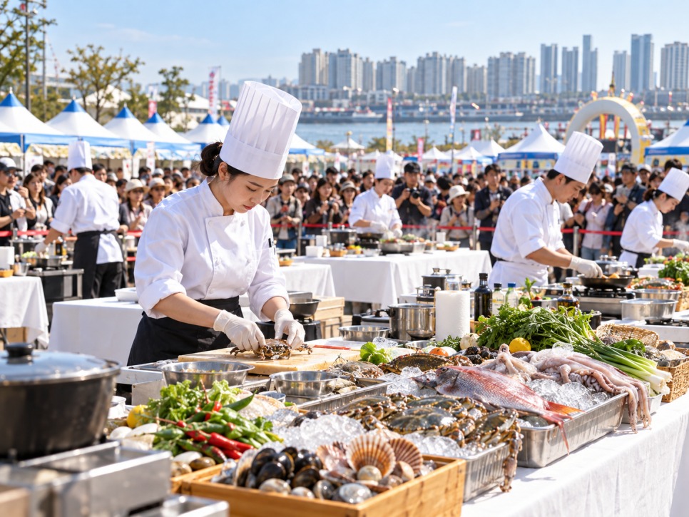Seafood cooking contest at the festival