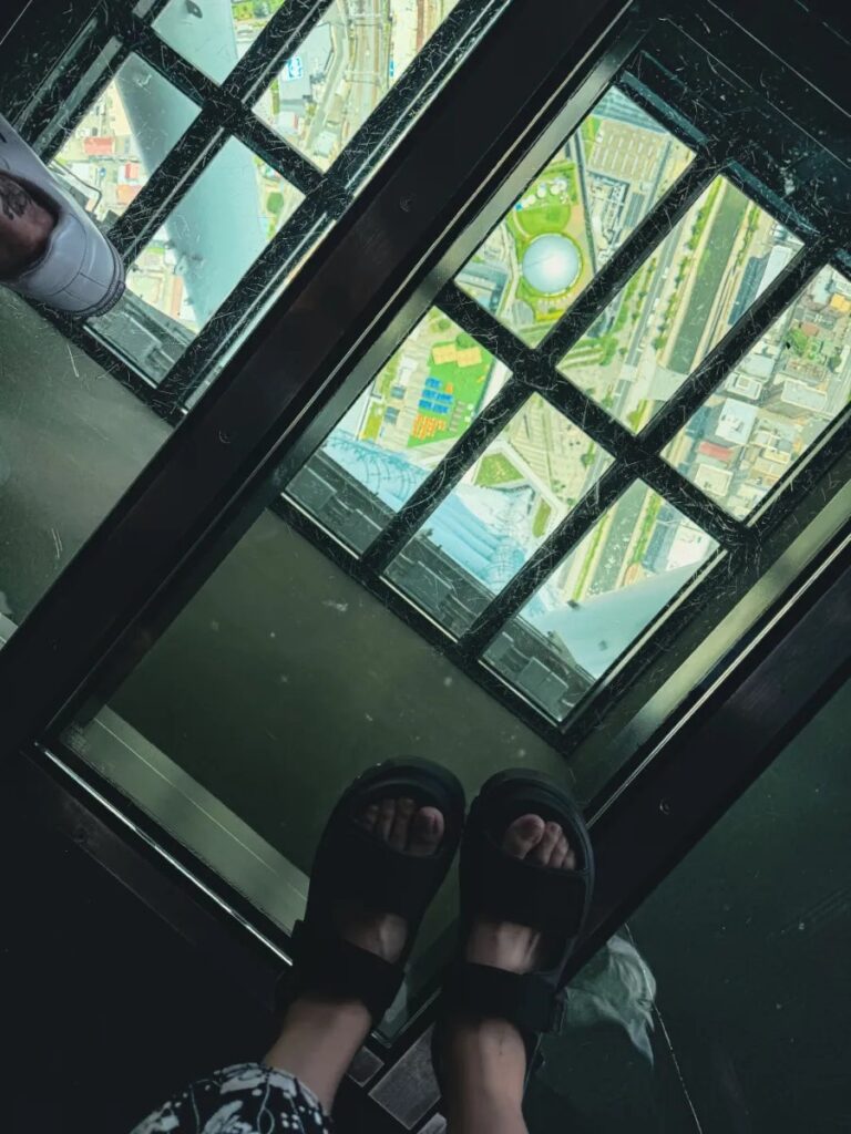 Looking down