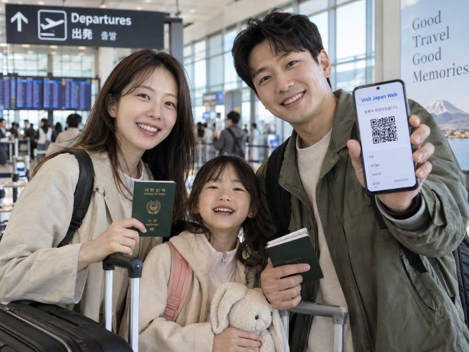 Visit Japan Web QR code on a smartphone at a Japanese airport