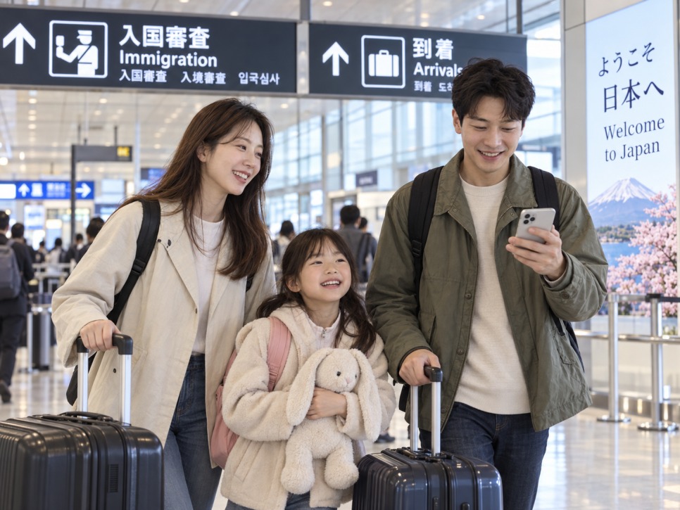 Immigration counter at a Japanese airport