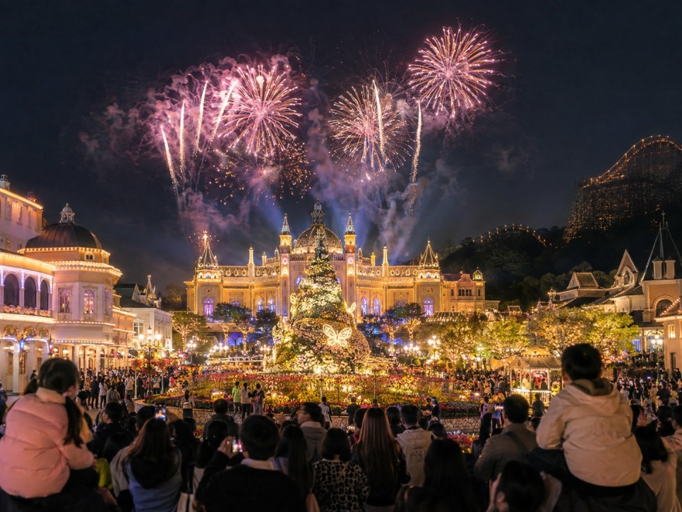 Everland lights at dusk
