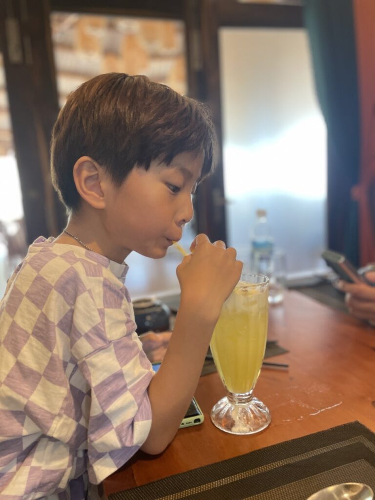 Coconut coffee and pineapple juice