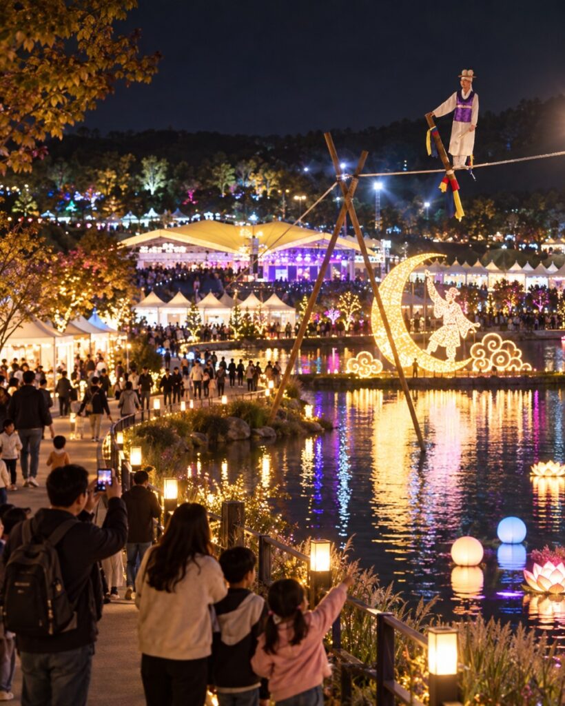 Baudeogi light festival at the waterside park