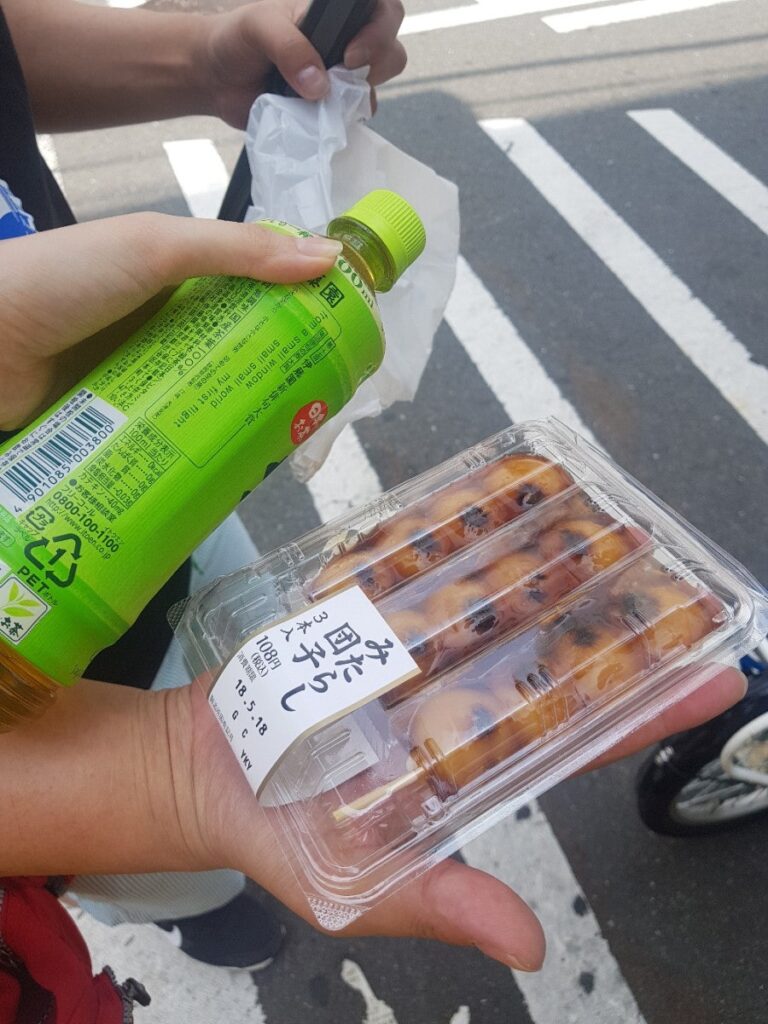 Green tea and dango from Lawson