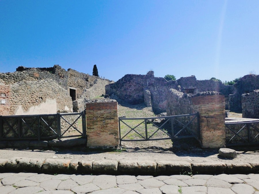 Ancient wheel ruts in Pompeii