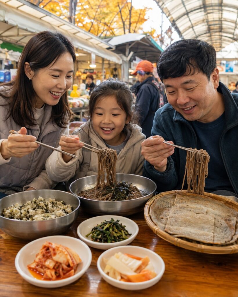 Gondre rice and buckwheat crepes at Jeongseon market