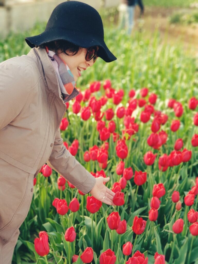 Mother-in-law with tulips