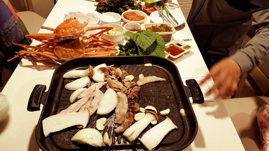 Grilled meat outdoors