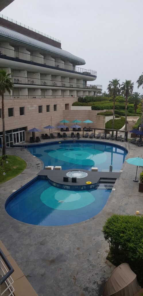 Sauna area near the Kensington Hotel Jeju rooftop pool