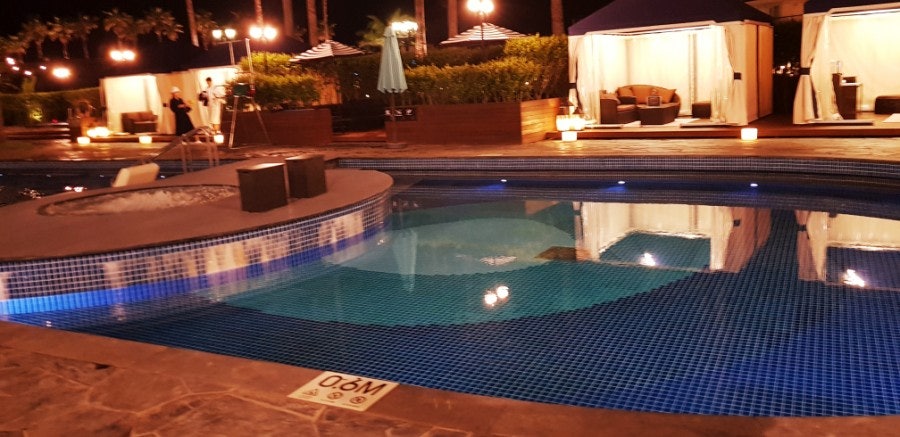 Outdoor pool in the evening