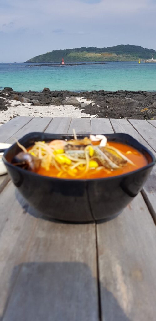 Ramyeon with an ocean view