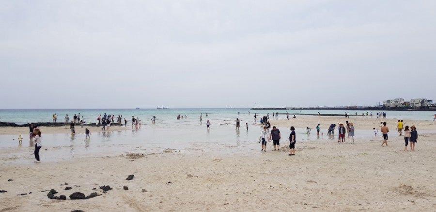 Hyeopjae Beach white sand and shallow water, photo 3