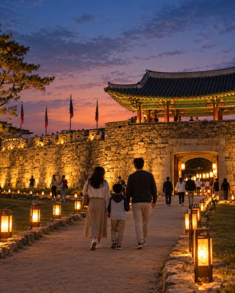 Night view of Hansan Eupseong during the heritage night tour