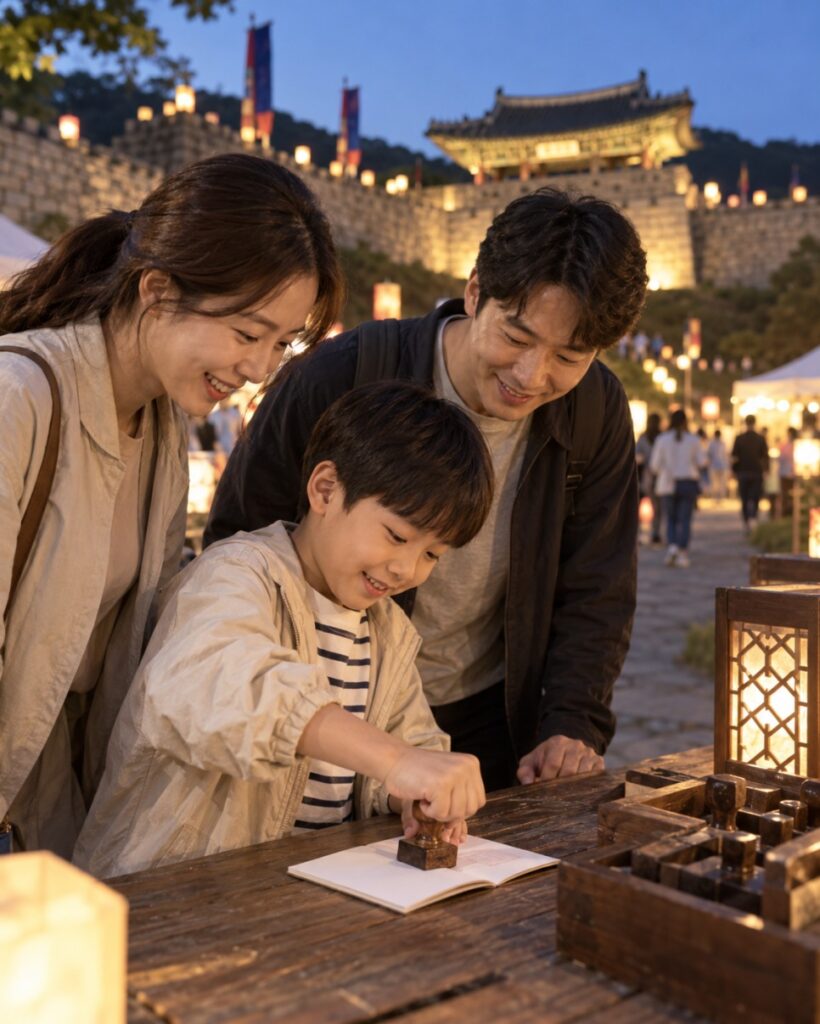 Kids collecting stamps on the heritage stamp tour