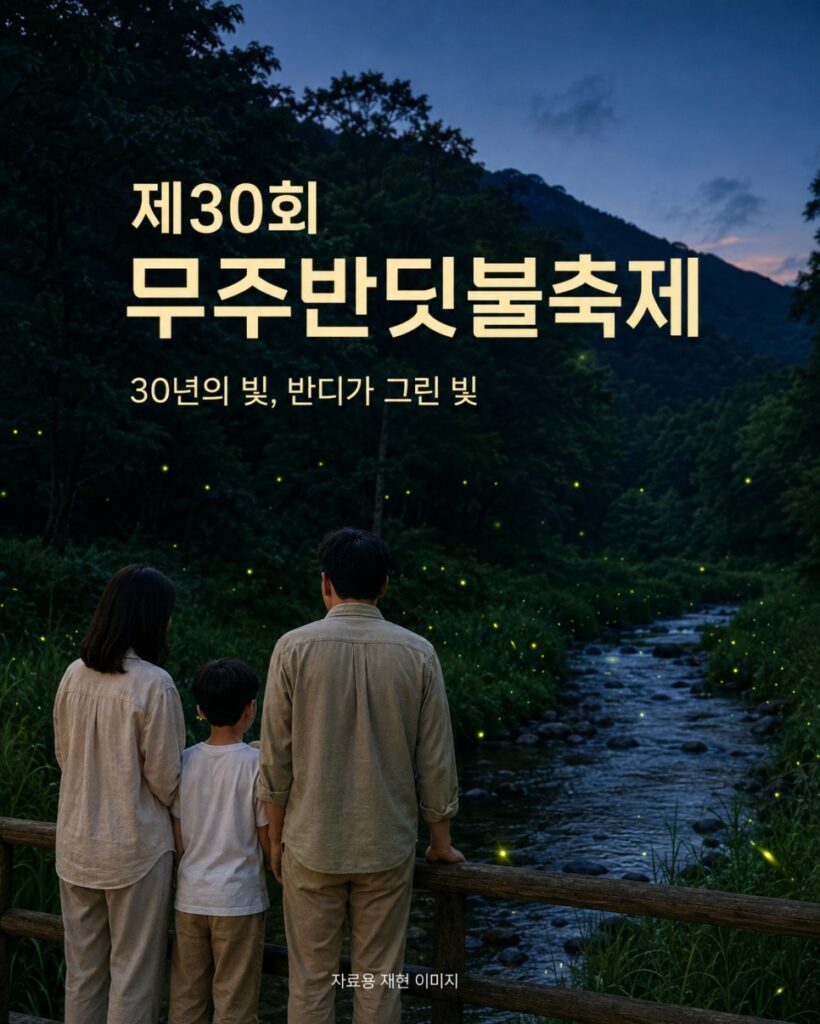 Fireflies glowing in the forest at the Muju Firefly Festival
