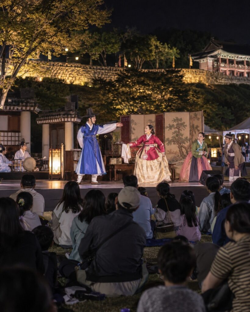 Traditional performance on the main stage at the flagpole park