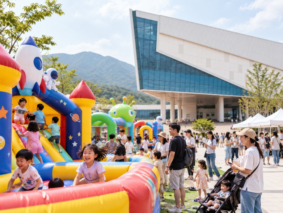 Activity booths and bounce houses at YES! Kids Zone