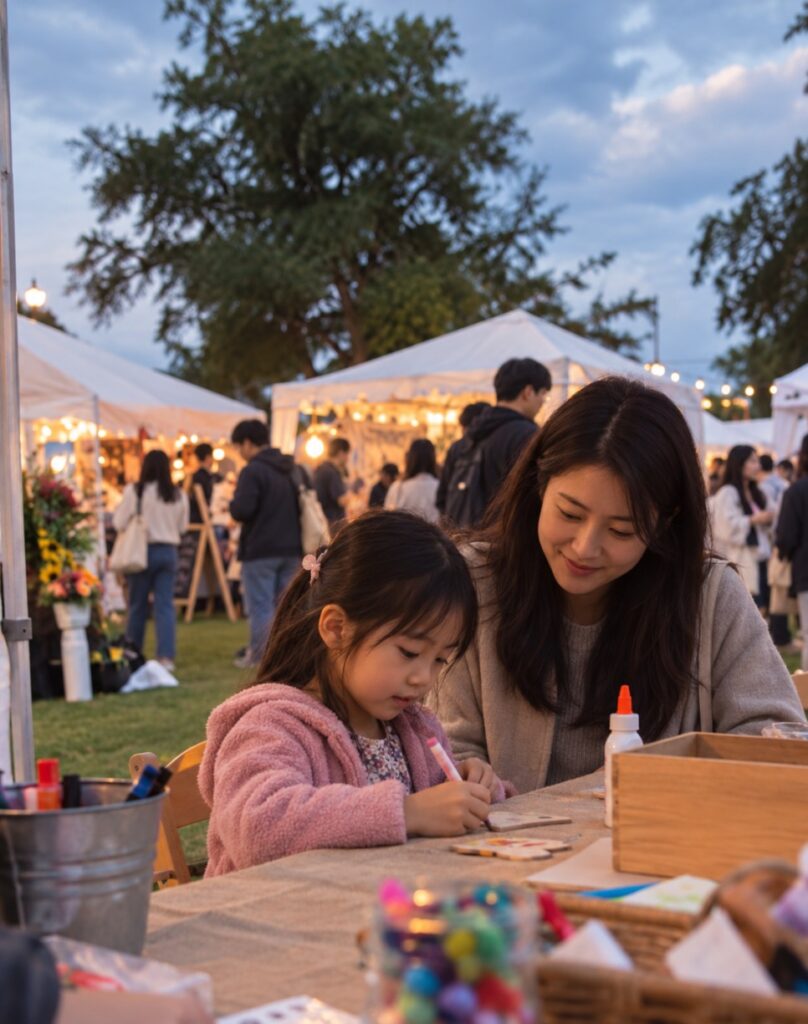 Activity booths at the Sinjeongho Starlight Festival