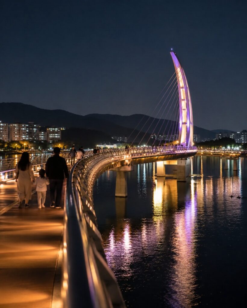 Dalbitnuri bridge over Sinjeongho lake