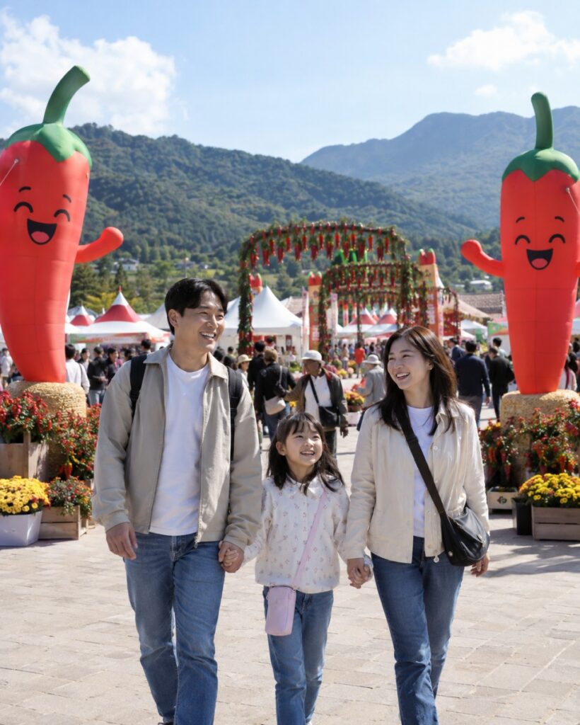 Goesan Red Pepper Festival with dried red chili peppers