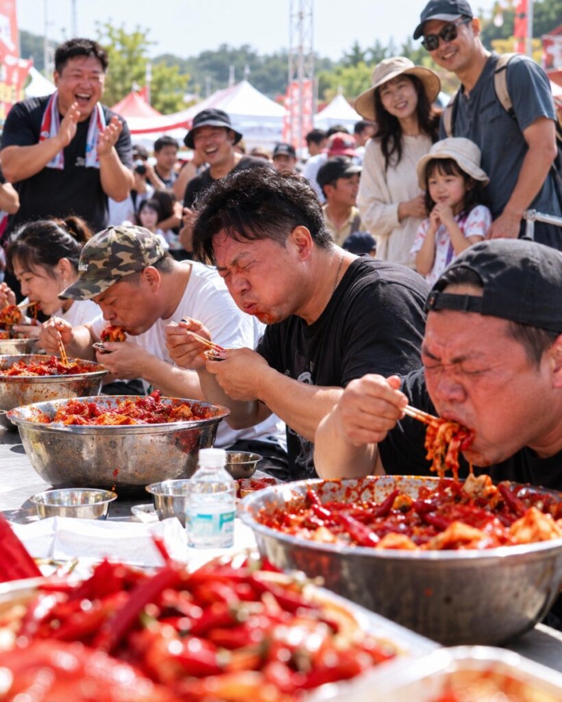 Spicy food eating contest at the Goesan Red Pepper Festival