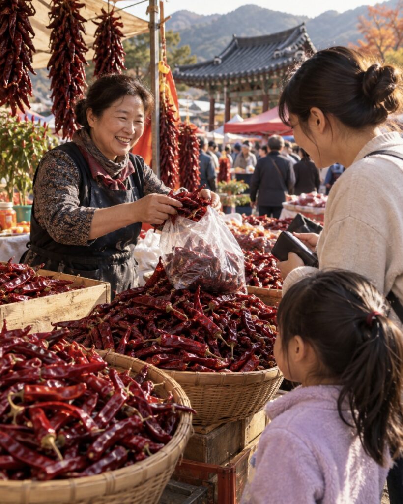 Goesan clean chili pepper market stalls